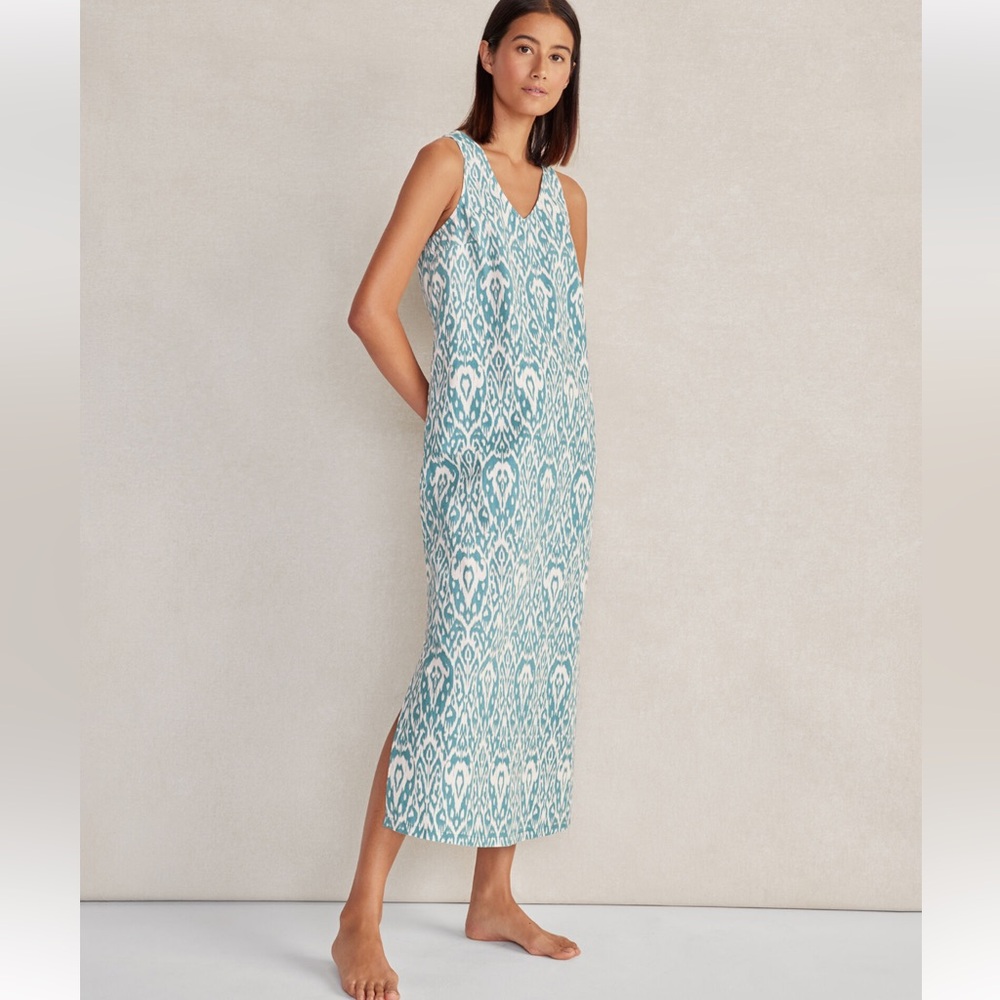 Sleeveless Blue Ikat Maxi Dress - Brand: